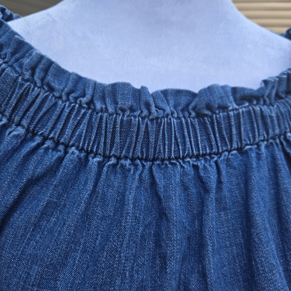 J. Crew Blue Denim Off-Shoulder Dress - Picture 2 of 9